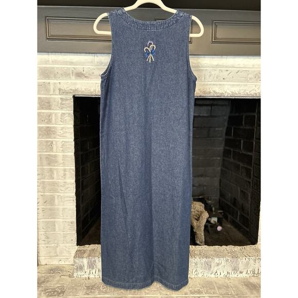 Vintage Ty Original Wear Womens Denim Button Up Candy Cane Dress Womens Size 8P - Picture 2 of 9